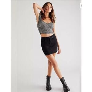 Mother Smokin Double Micro Fray Mini Skirt Pitch Black 27 NWOT Edgy Minimalist